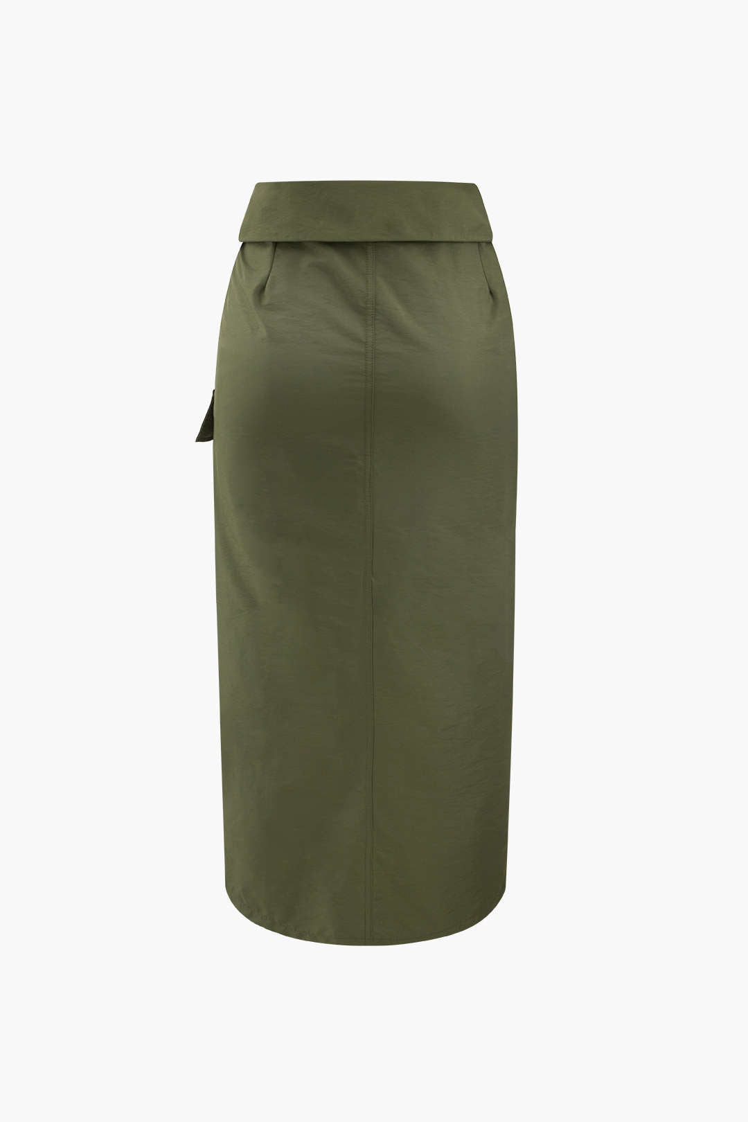 Foldover Waist Slit Cargo Skirt