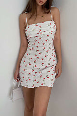 Floral Print Tie Strap Mini Dress