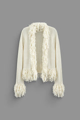 Fringe Trim Knit Cardigan