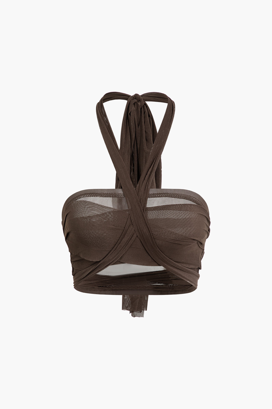 Set aus Neckholder-Tanktop und Minirock aus Netzstoff mit Knoten 