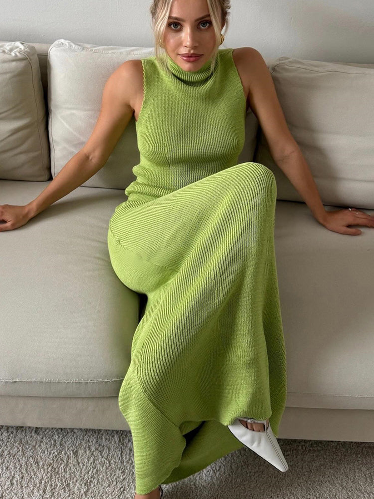 Eleganter Pullover Zweiteiler Ärmelloses Strickrollkragenweste Hoher Taillenrock Weibliche Feste Dünne Kleidersätze 2025 Neu 