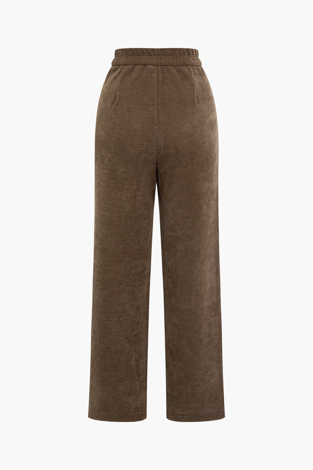 High Waist Pleated Straight Leg Corduroy Pants