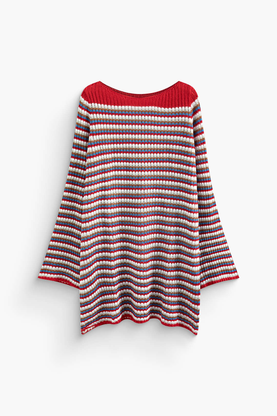 Striped Round Neck Pullover Sweater Mini Dress