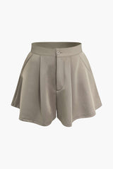 Solid Pleated Shorts