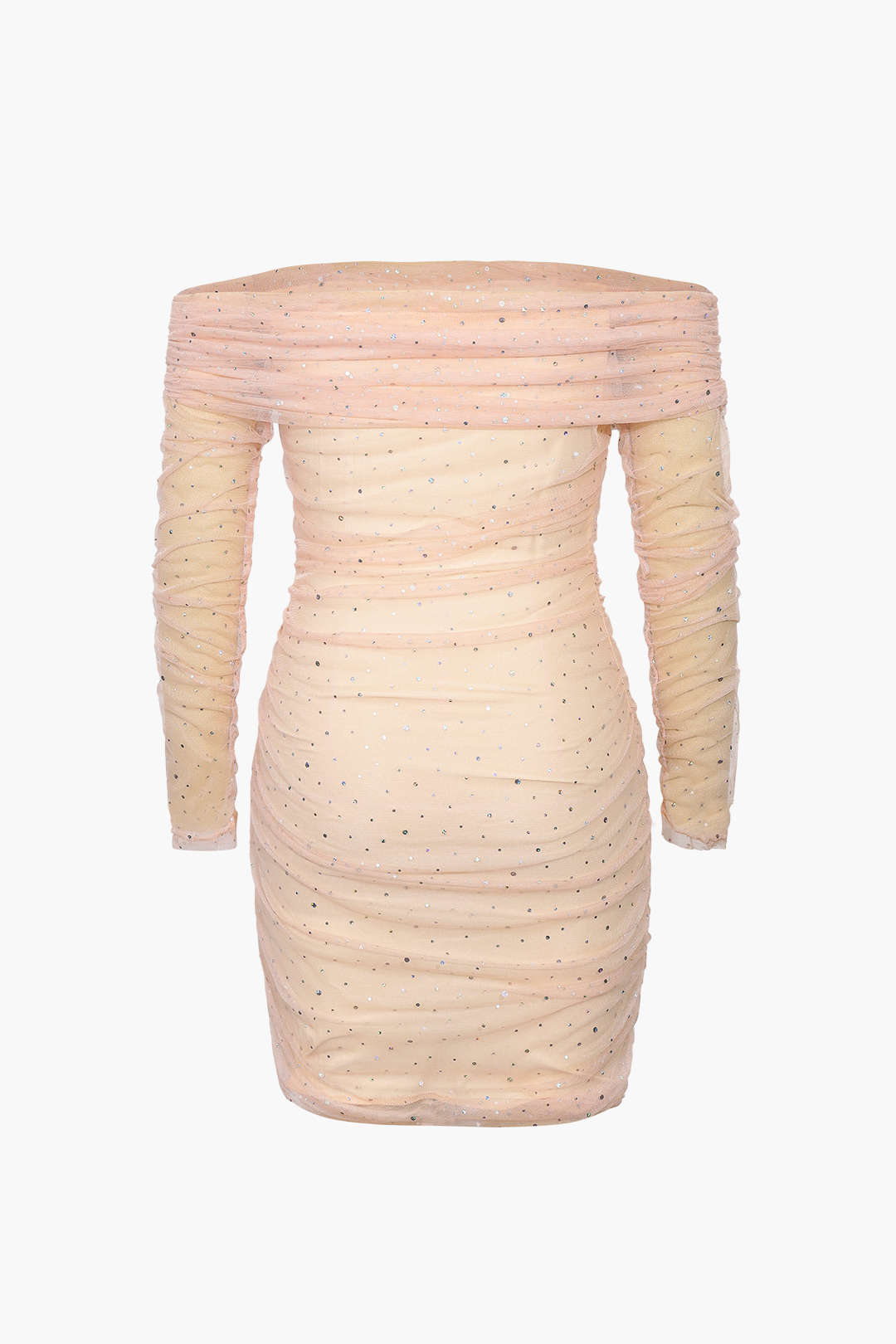 Minikleid aus Netzstoff mit Pailletten und Rüschen 
