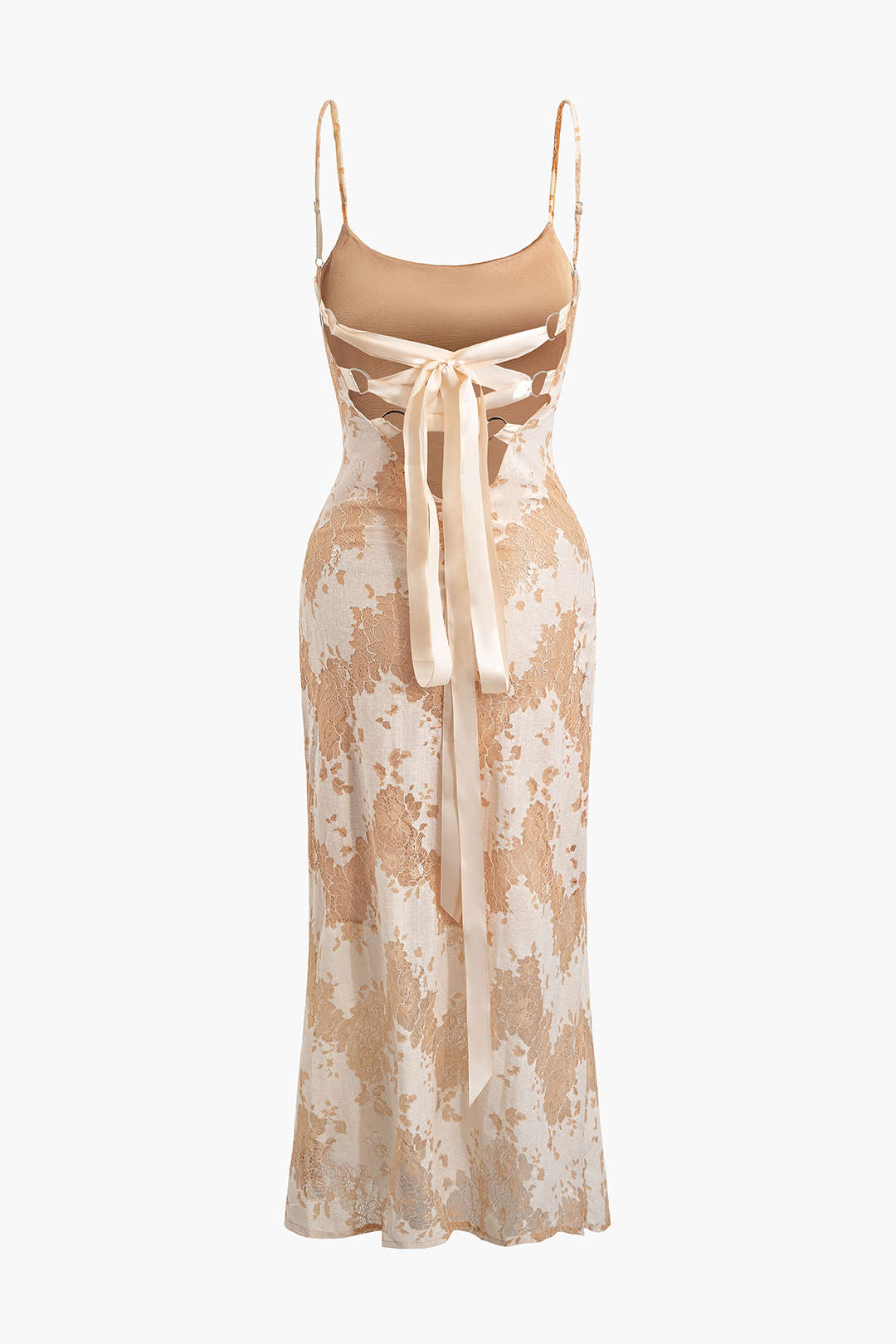 Maxi-Camisole-Kleid mit Blumenmuster und Schnürung hinten 