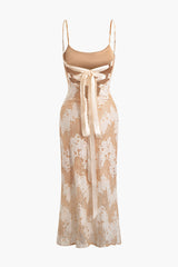 Maxi-Camisole-Kleid mit Blumenmuster und Schnürung hinten 