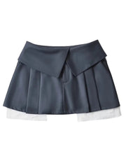 2024 New Mini Skirt For Women High Waist Gray Pleated Skirt A-Line Turn-Down Shorts Y2k Skirt With Pockets StreetwearChristmas Gifts