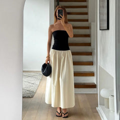 Clash Color Strapless Maxi Dress For Women Summer Sexy Off Shoulder Patchwork Backless Sleeveless Beach Dress Female 2025Christmas Gifts
