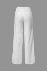 Linen-Blend Straight Leg Pants