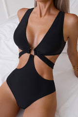 Cut Out V-neck One-Piece Swimsuit