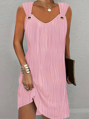 Hollow Split-Joint Sleeveless U-Neck Mini Dresses