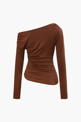 Asymmetric Ruched Long Sleeve Top