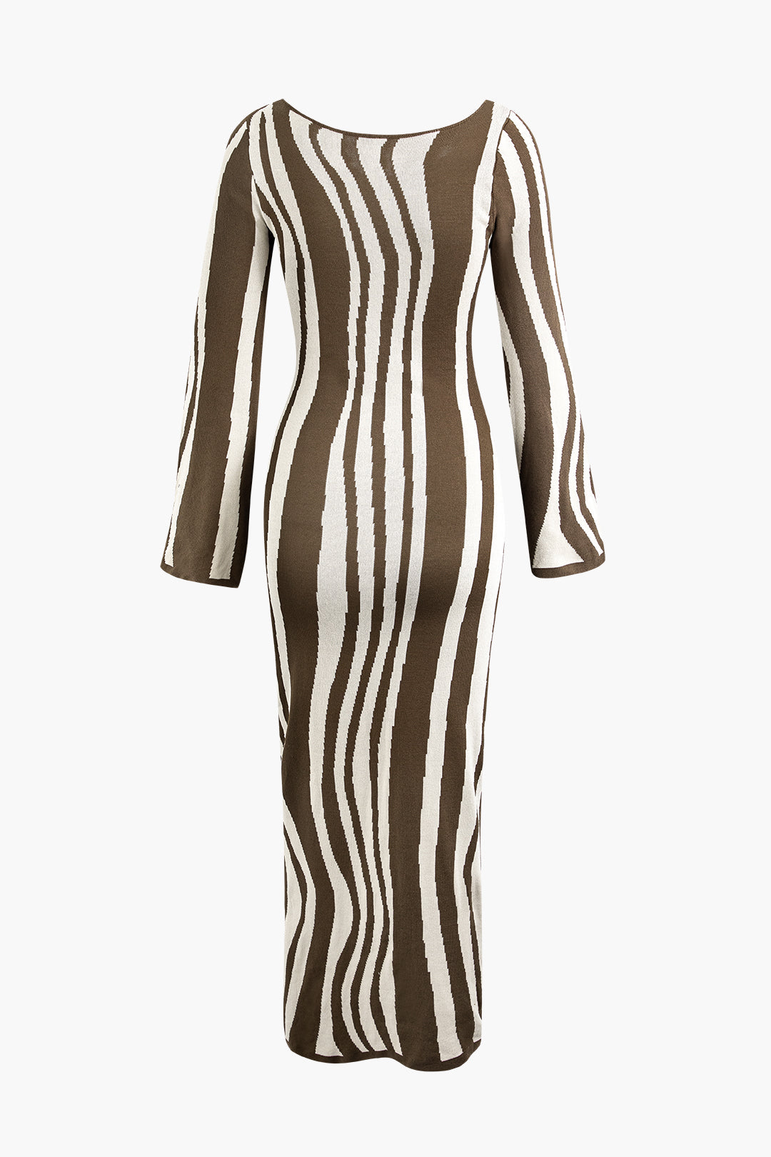 Contrast Stripe Round Neck Knit Maxi Dress