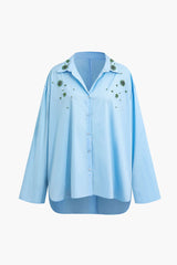 Rhinestone Embellished Long Sleeve Button Up Shirt