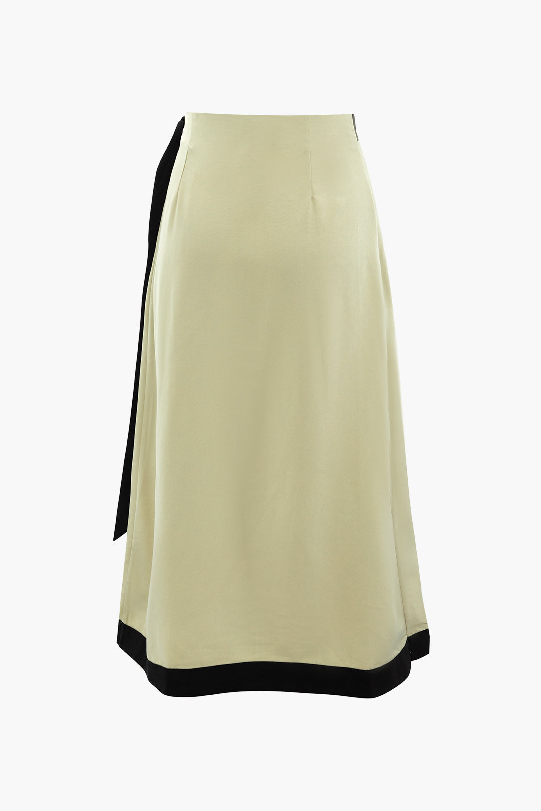 Contrast Trim Wrap Knot Side Midi Skirt