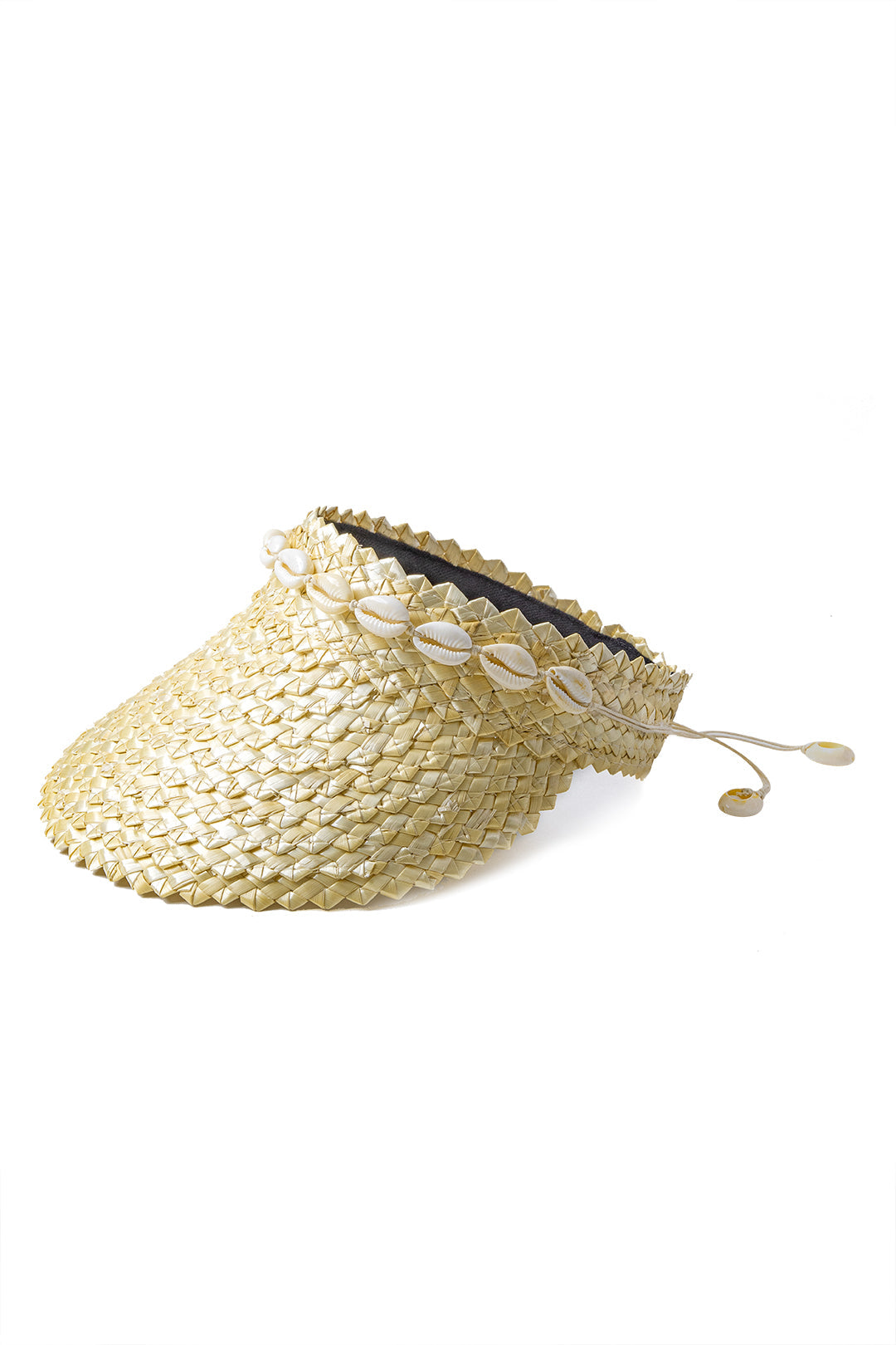 Shell Detail Woven Straw Visor Hat