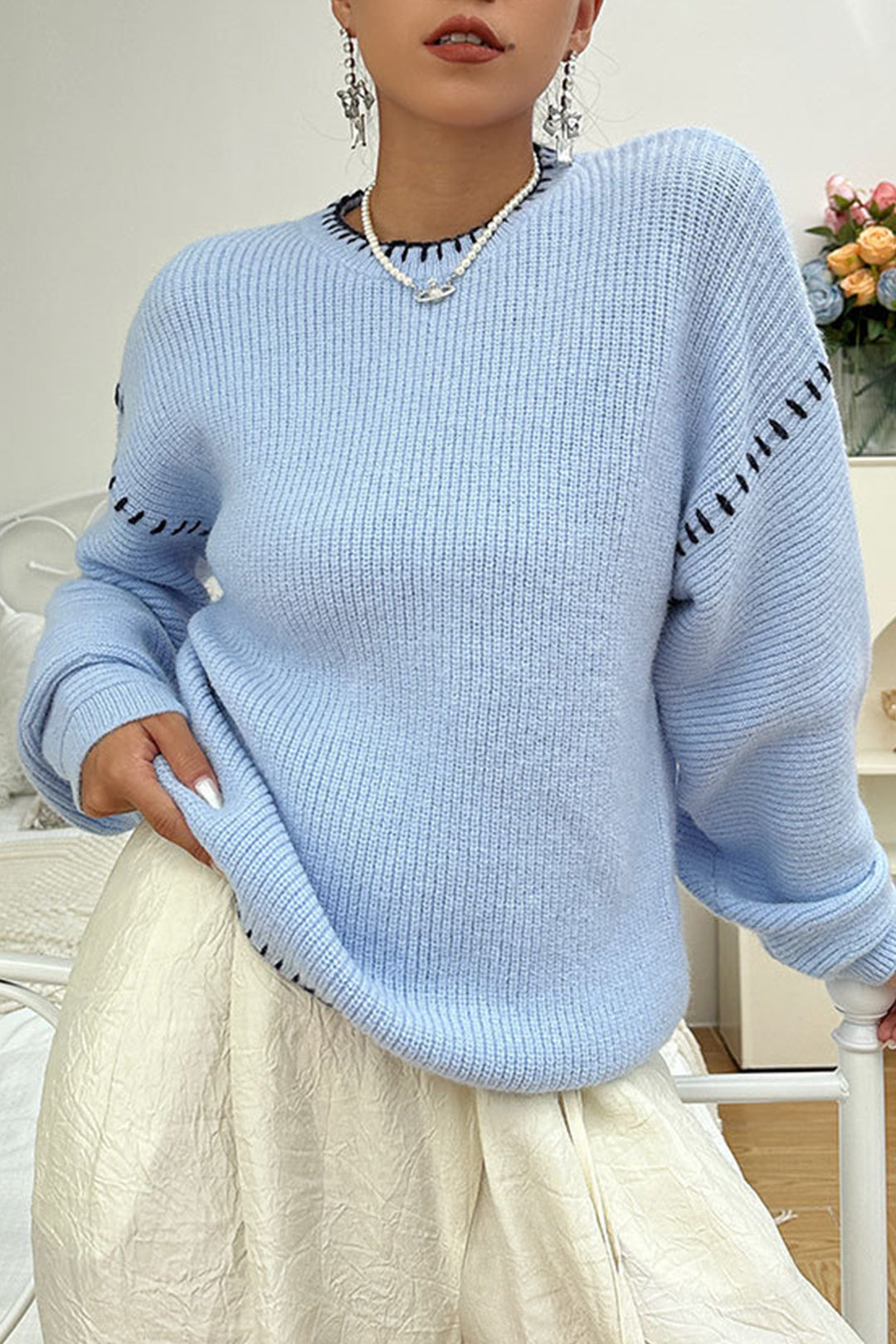 Oversized Round Neck Long Sleeve Sweater