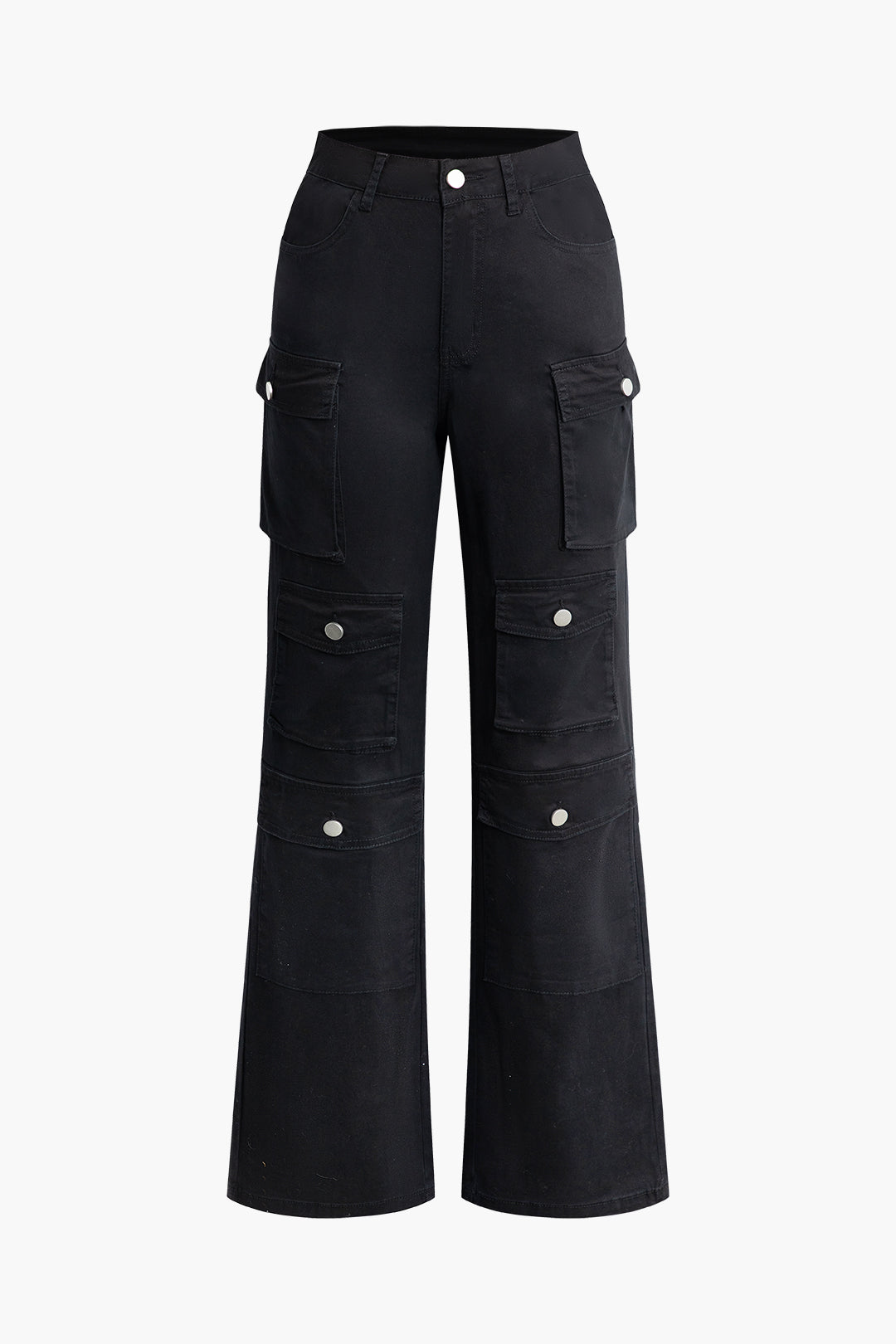 Button Flap Pocket Straight Leg Pants