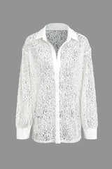 Lace Button Up Long Sleeve Shirt