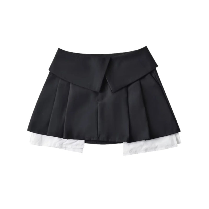 2024 New Mini Skirt For Women High Waist Gray Pleated Skirt A-Line Turn-Down Shorts Y2k Skirt With Pockets StreetwearChristmas Gifts