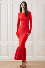 Langärmliges Maxikleid mit Meerjungfrauensaum 