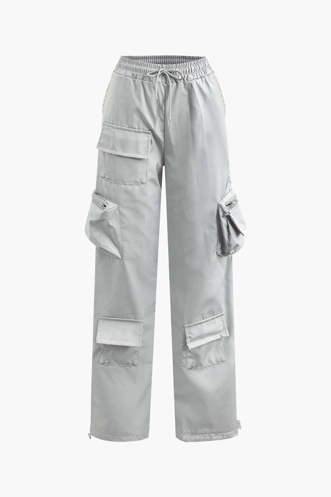 Drawstring Flap Pocket Straight Leg Cargo Pants