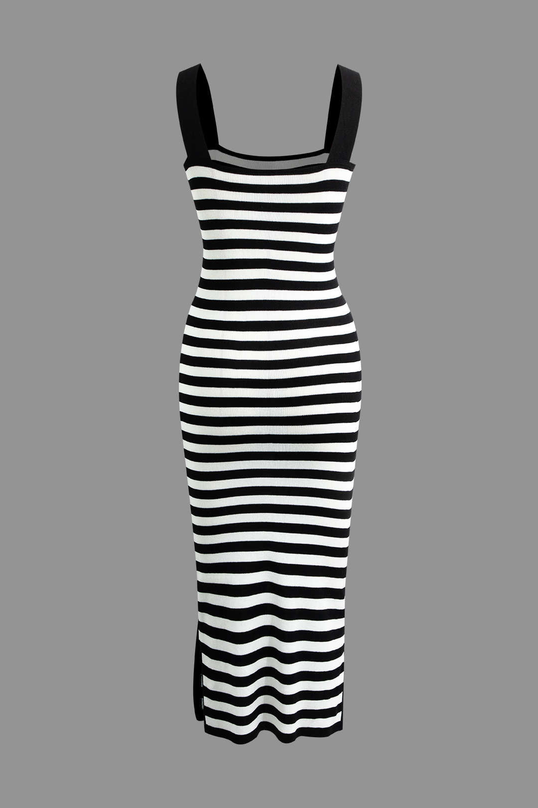 Stripe Square Neck Knit Sleeveless Maxi Dress