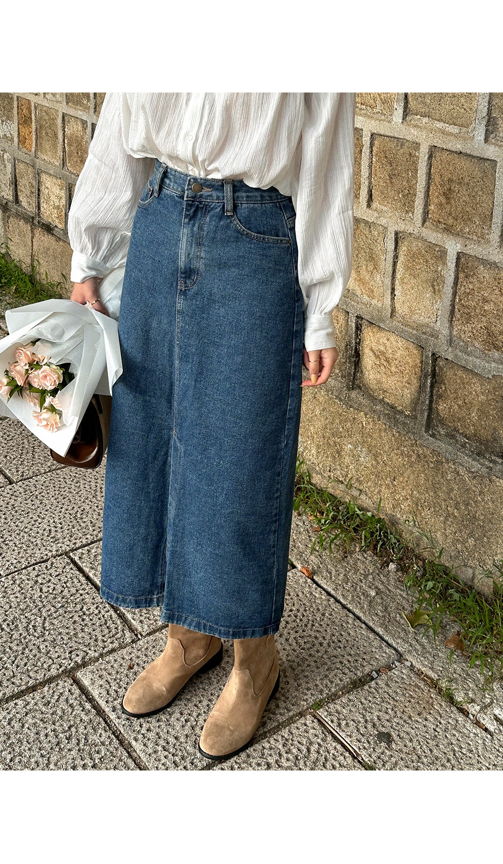 Marianne Denim Slit Long Skirt