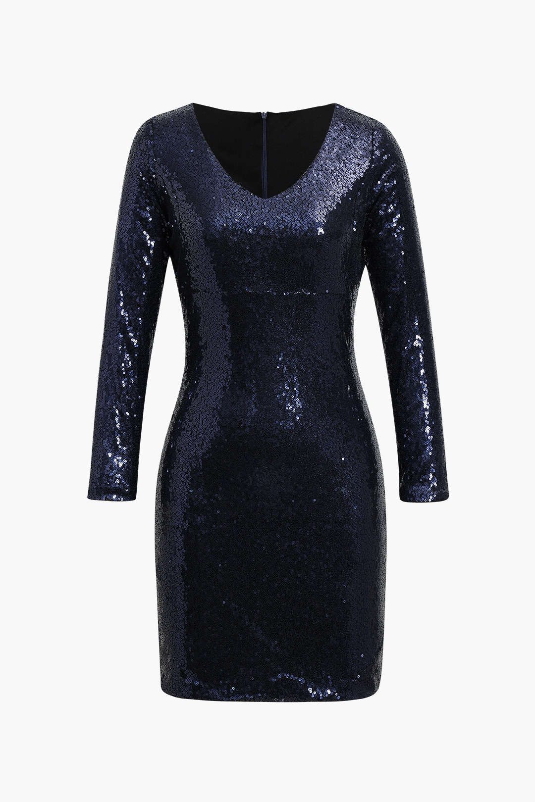Long Sleeve V-neck Sequin Mini Dress