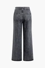 Distressed Pocket Straight Leg Cargo Jeans