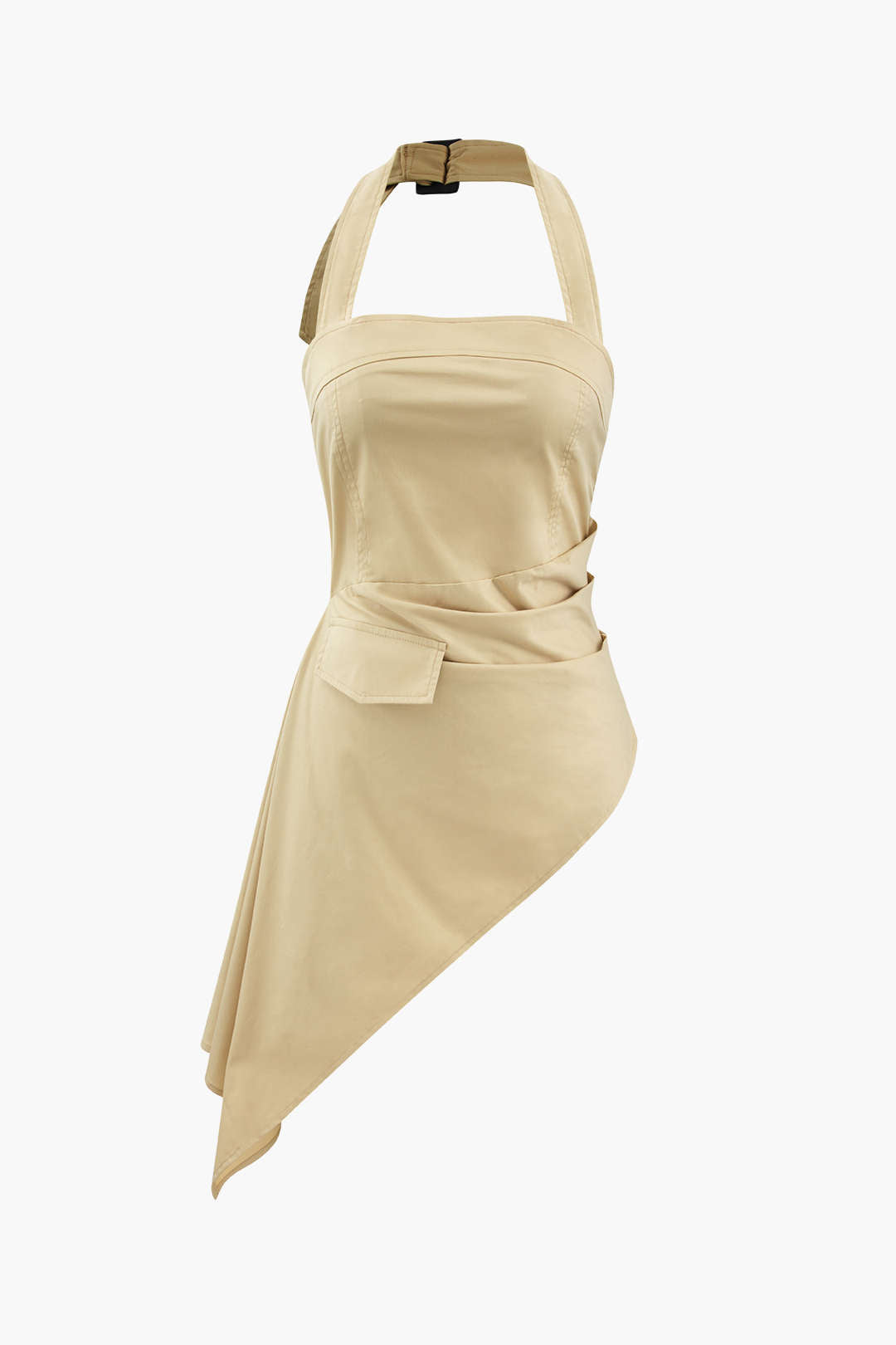 Asymmetric Pleated Halter Top