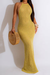 Halter Knit Backless Cover-up Dress