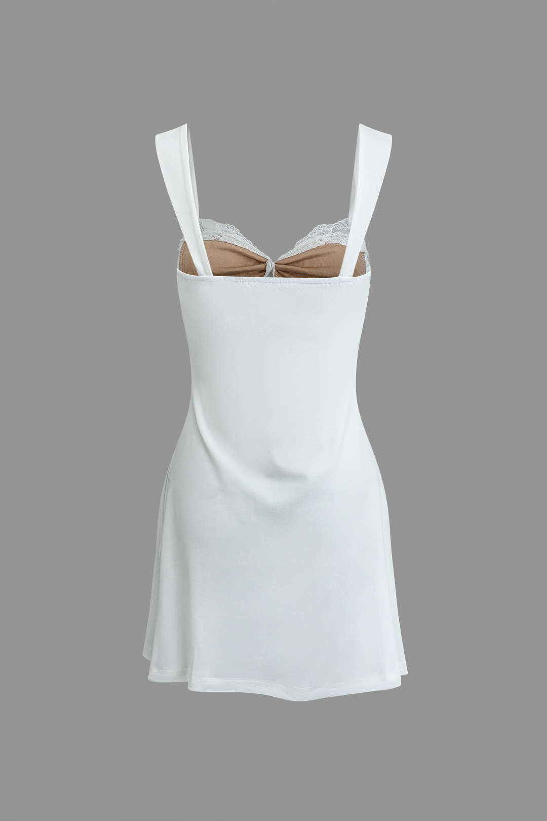 Ärmelloses Minikleid mit Spitzenborte und Bindeband 