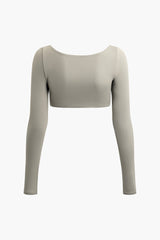 Square Neck Long Sleeve Yoga Crop Top