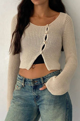 Boat Neck Long Sleeve Knit Top