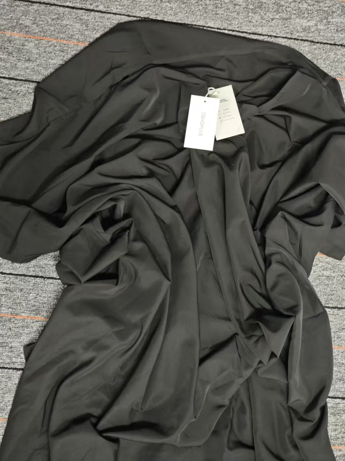 Leyot Stylish Loose High-Low Batwing Sleeves Black Midi Dress