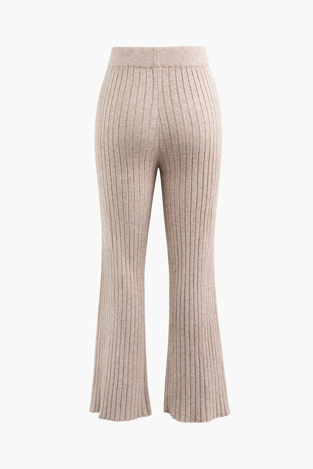 V-neck Knit Slit Long Sleeve Top And Tie Waist Pants Set