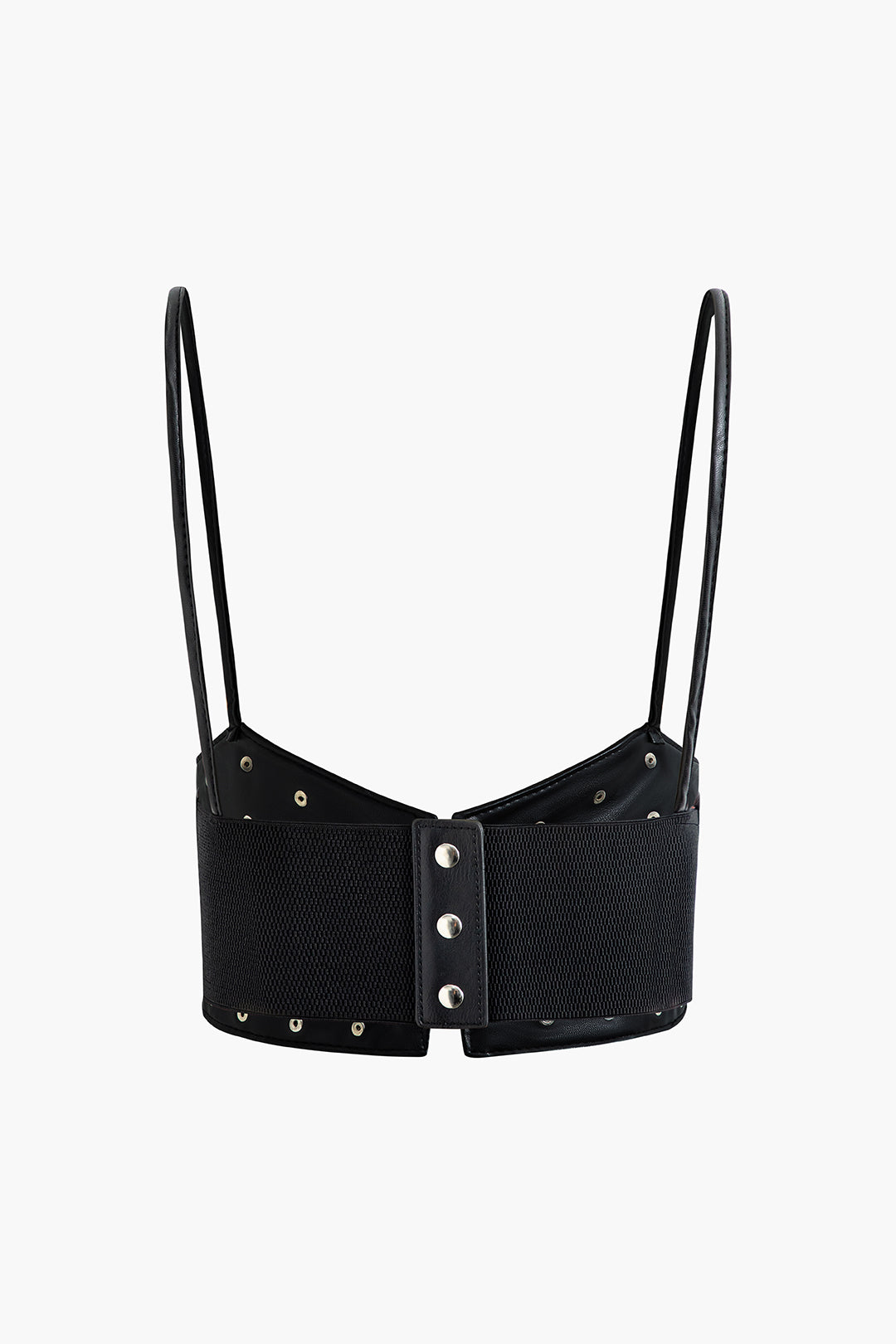 Rivet Faux Leather Eyelet Tie Corset