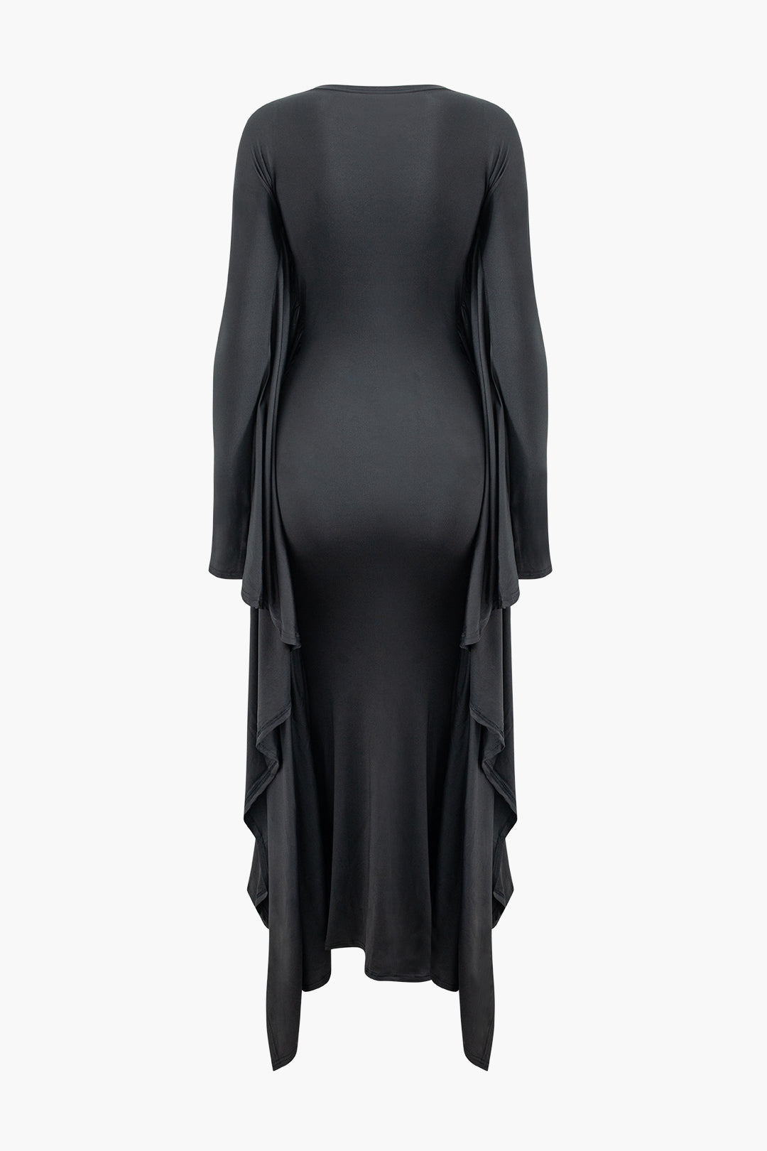 Einfarbiges Maxikleid mit Fledermausärmeln 