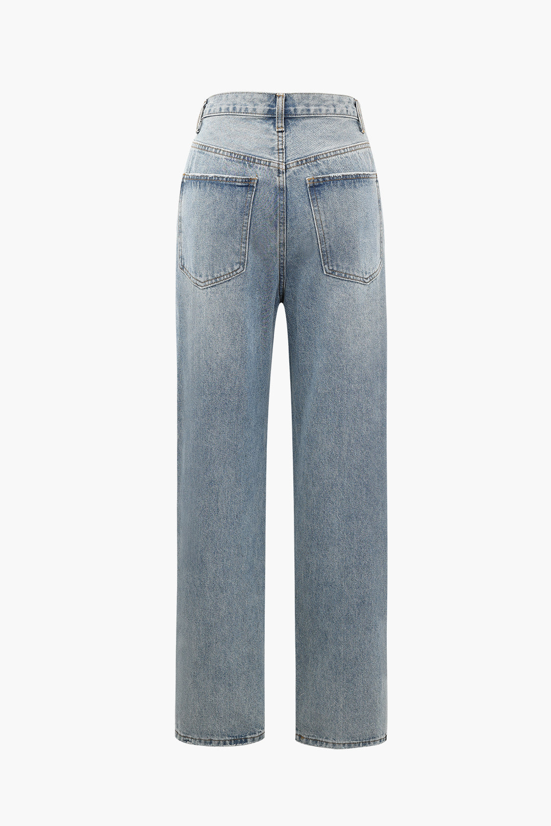 Asymmetric Waist Straight Leg Jeans