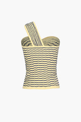 Striped One Shoulder Knitted Cami Top