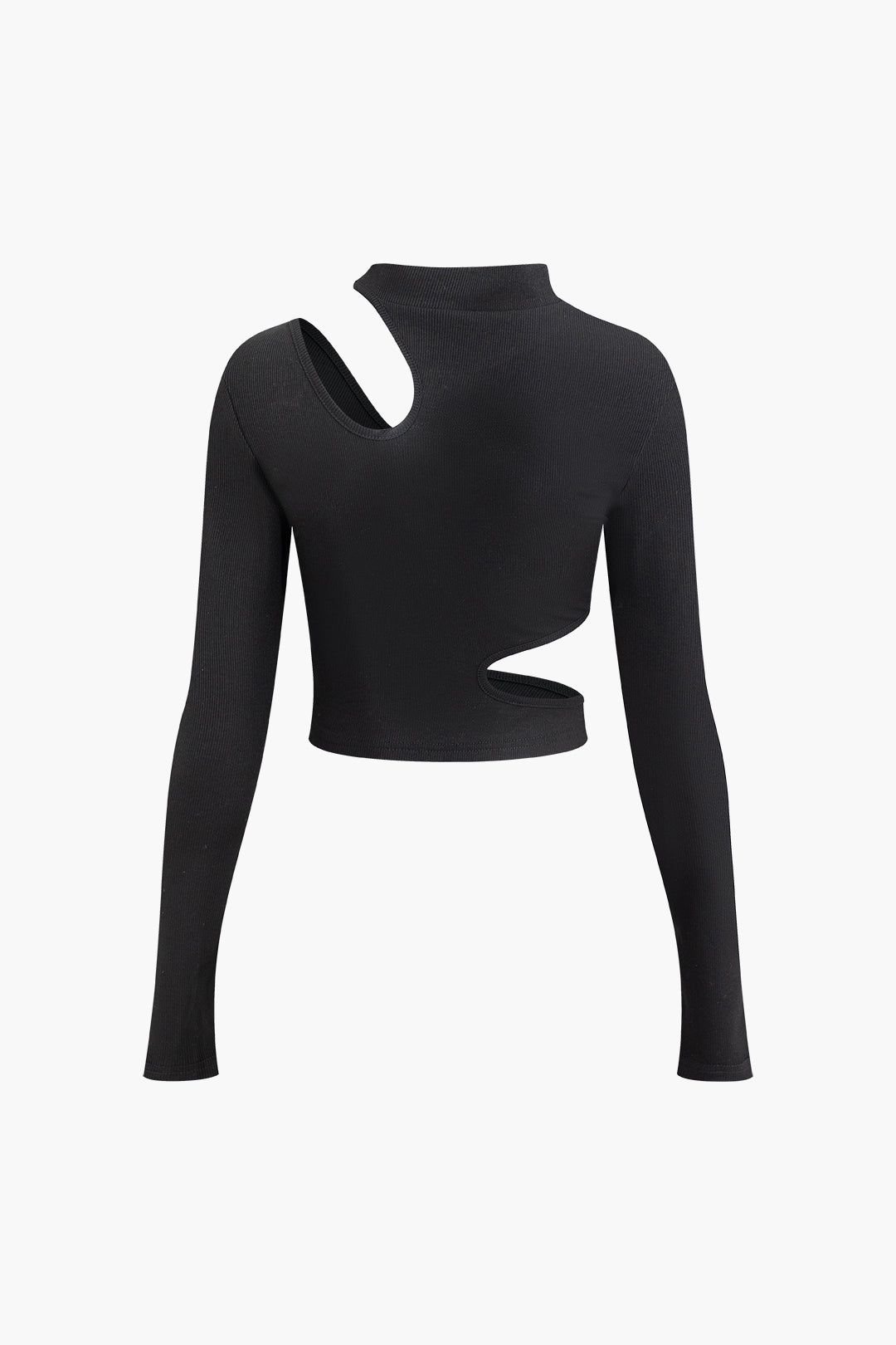 Cut Out Mock Neck Long Sleeve Crop Top