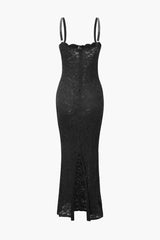 Maxikleid mit Spitzenschlitz 