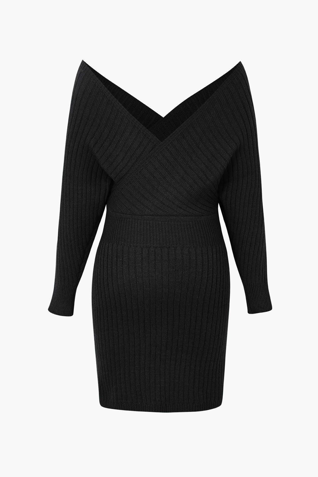 Off Shoulder V-neck Sweater Mini Dress