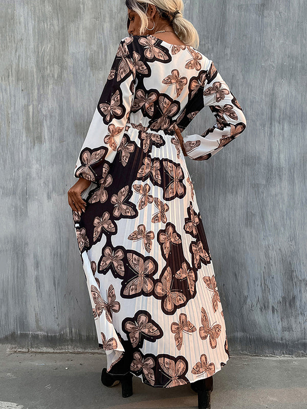 Bohemia Loose Floral V-Neck Dress