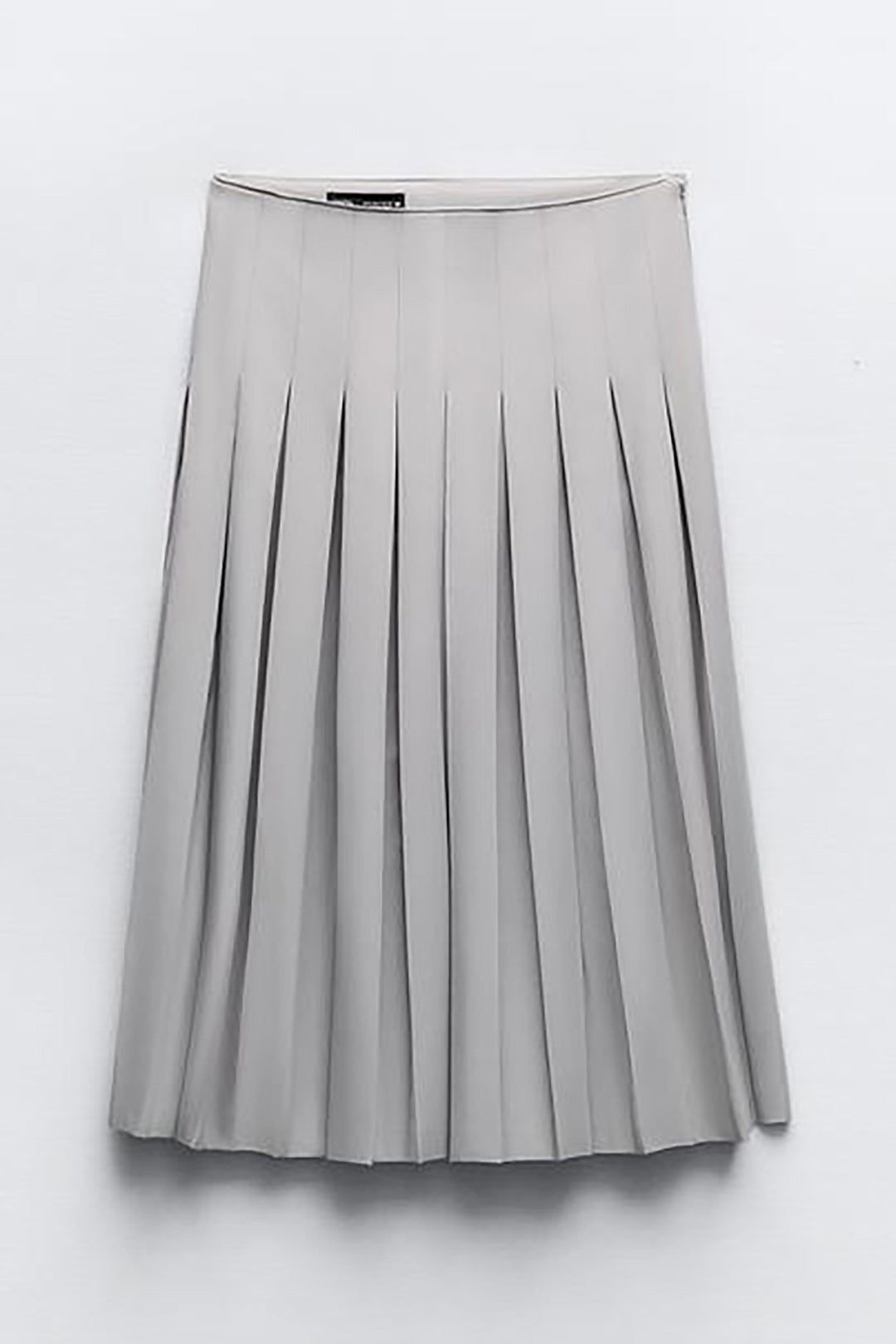 Solid Pleated Midi Skirt