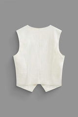 Linen V-neck Waistcoat And Pocket Pants Set