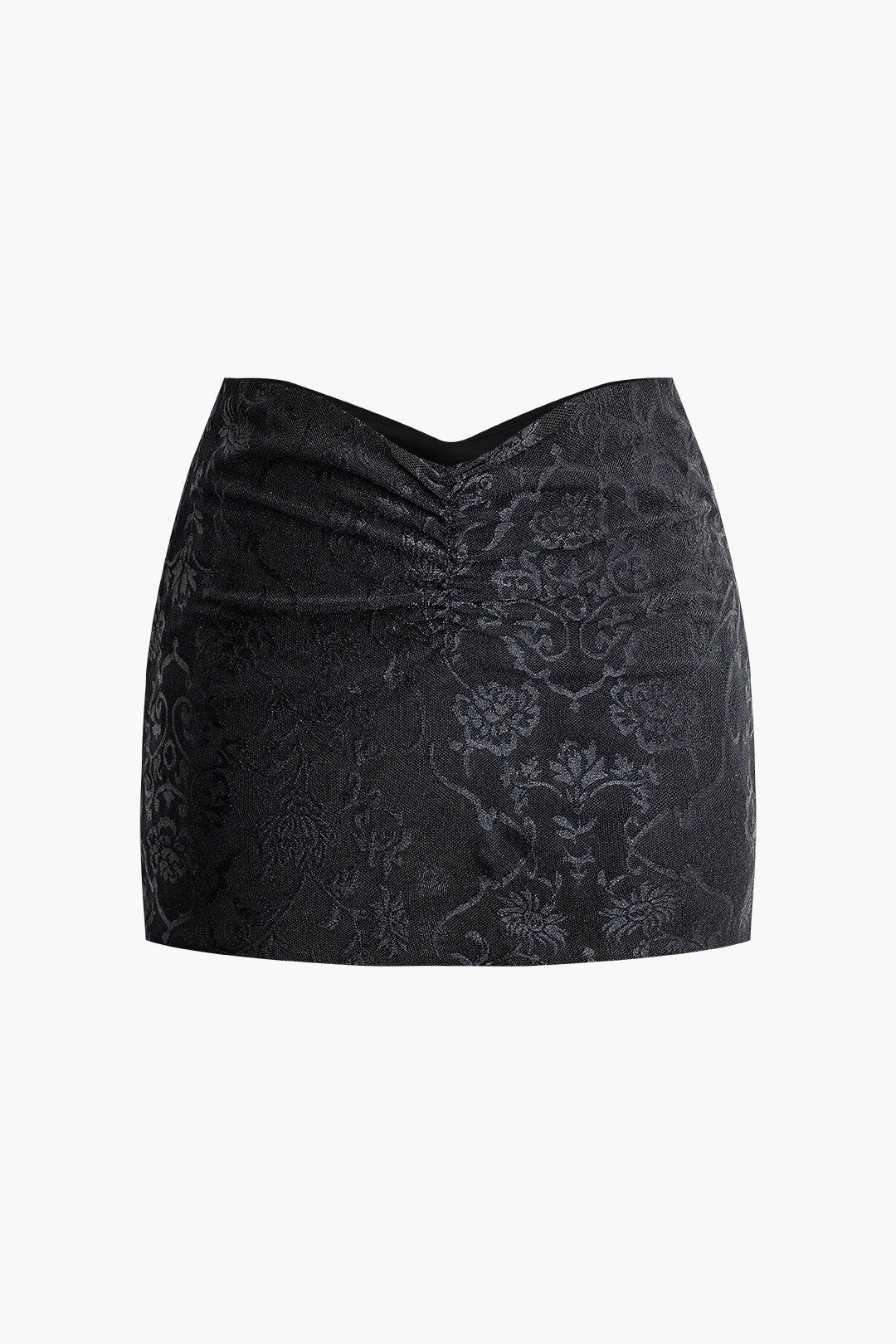 Set aus Jacquard-Korsett-Oberteil mit geflochtener Krawatte und V-Ausschnitt und gerüschtem Minirock 