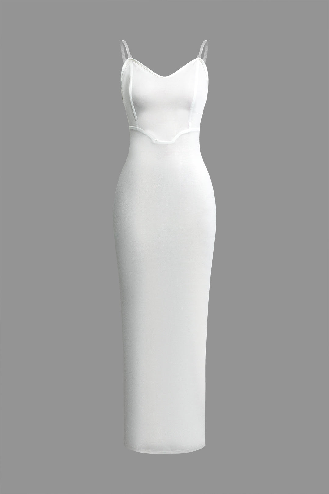 Einfarbiges, rückenfreies Maxikleid mit Schlitz und V-Ausschnitt 